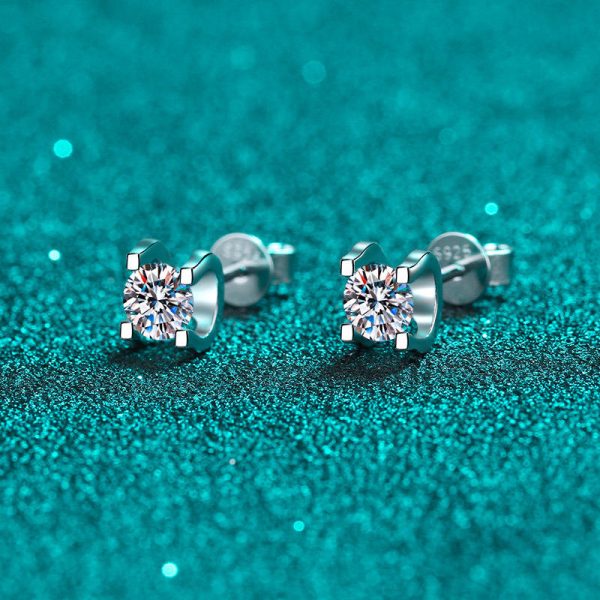 AZ204-E GRA Certified Classic Earrings Manufacturer Customized S925 Sterling Silver Round Cut Moissanite Women Earrings - Image 5