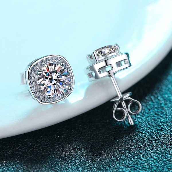 AZ266-E 925 Sterling Silver Moissanite Stud Earrings 1-2 ct D VVS1 Lab Diamond with GRA Fine Jewelry Earring For Women - Image 5