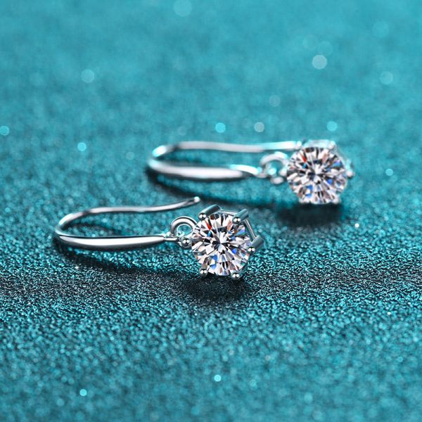 AZ299-E Sterling Silver Lab Diamond Drop Earring Women Round Cut Moissanite Ear Hook Earrings D Color GRA Certificated Jewelry - Image 4