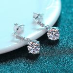 AZ300-E 1carat 2CT Round Moissanite Earrings For Women 925 Sterling Silver Ear-Drops Luxury Fine Jewelry Pass Diamond Tester - Image 5
