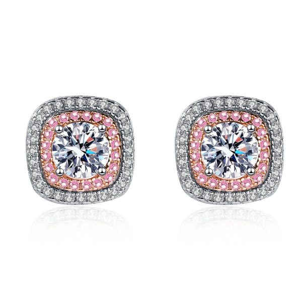 AZ407-E Girlfriend Birthday Gift 18K White Gold Stud Earrings 0.5ct Square Arond Cut Moissanite Diamond Women Wedding Party Fine Jewelry