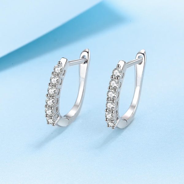 AZ432-E S925 Sterling Silver Earrings Plated with PT950 High grade Precision Drilled Moissanite Earrings D Color Moissanite Earrings - Image 5
