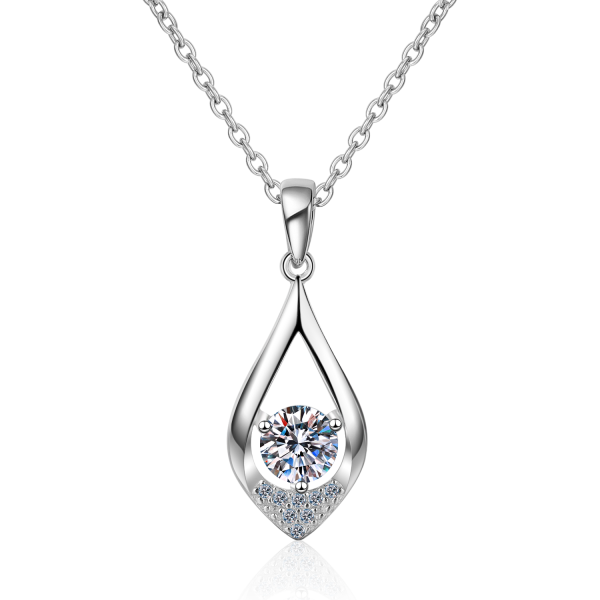 AZ041-X Designer Platinum PT950 Moissanite Necklace for Exquisite Women 0.5ct Dcolor Pendant Jewelry Wedding Sparkling Round Cut Diamond