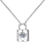 AZ118-X S925 Sterling Silver Moissanite Necklace, Women's Lock, Dynamic Pendant, Collarbone Chain, Jewelry Accessories