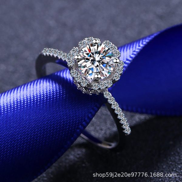 AZ007-J  Moissanite Diamond Engagement Rose Rings For Women 100% 925 Sterling Silver Bridal Wedding Band Bezel Setting - Image 5