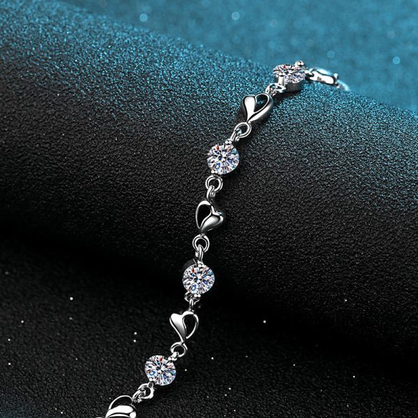 AZ111-S  3.5ct GBA Certified S925 Pure Silver Plated PT950 Gold Heart-to-Heart Moissanite Bracelet Noble Luxury Jewelry for Women Gift - Image 4