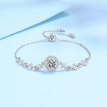 AZ209-S  1 Carat Real Moissanite Bracelet Star Moon Brilliant Charm Bangle 925 Solid Silver Hand Chain Jewelry Pass Diamond Tester - Image 6
