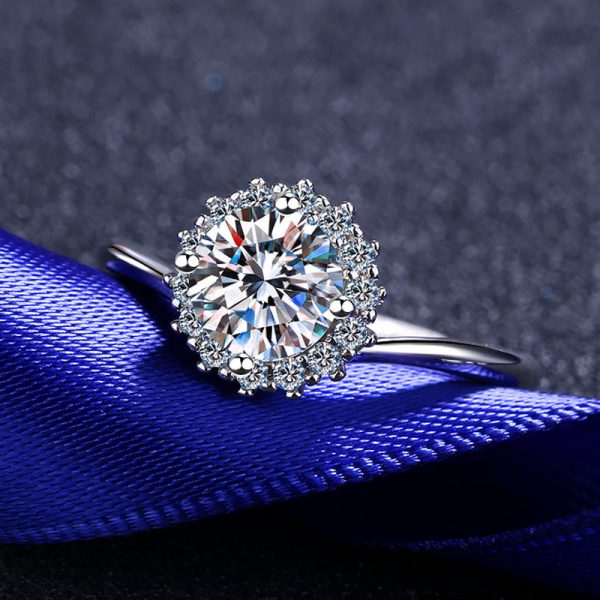 AZ016-J GRA Certified 1.0 Carat Moissanite Ring VVS1 Lab Diamond Solitaire Ring for Women Engagement Promise Wedding Bands Jewelry Gift - Image 5