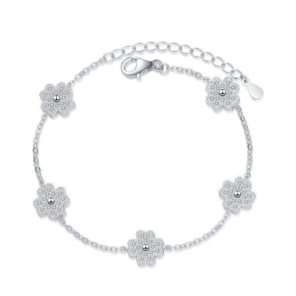 AZ439-S Luxury White Gold 18K 0.64ct Women All Chain Five Four-leaf Clover Micro-inlaid Moissanite Bracelets Platinum Pt950 Fine Jewelry
