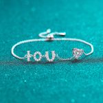 AZ629-S Fashion Fine Luxury Classic 1ct Moissanite Letter I LOVE YOU Heart Bracelets For Women s925 Silver Wedding Jewelry - Image 5