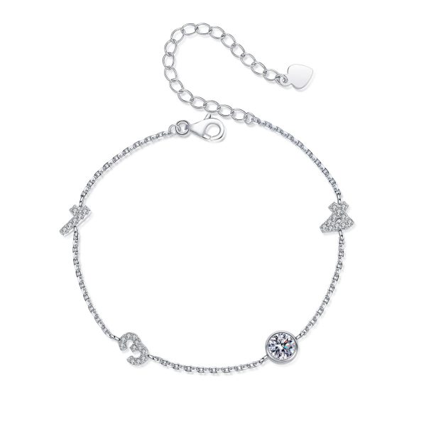 AZ630-S Fashion Fine Luxury Classic 0.5ct Moissanite Letter Number 30 Bracelets For Women s925 Silver Wedding Jewelry Gfit