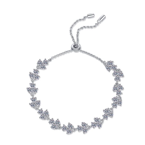 AZ634-S Fashion Luxury Classic Adjustable 4.2Ct Moissanite Lucky Clover Flower Bracelet For Women 925 Silver Party Jewelry