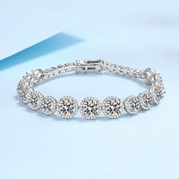 AZ670-S  D Color Moissanite Tennis Bracelet 925 Sterling Silver with White Gold Plated Shiny Bracelets Chian for Women with GRA - Image 5