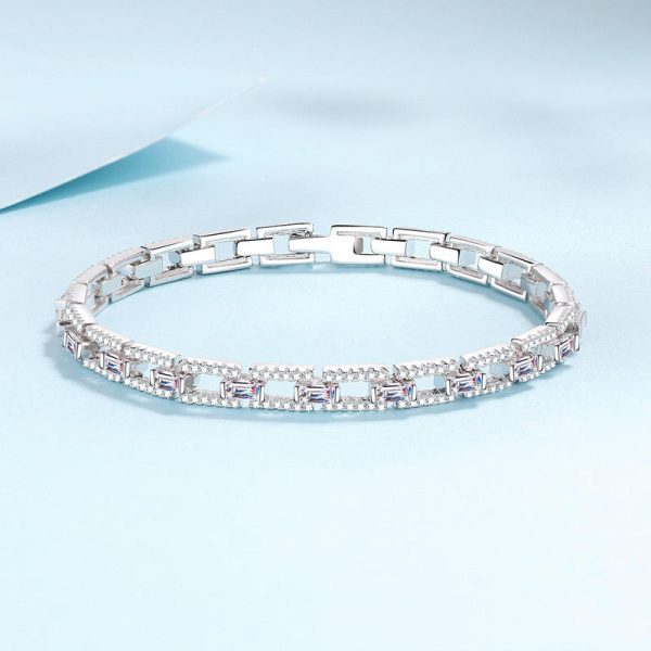 AZ717-S 3.5ct GBA Certified S925 Pure Silver Plated PT950 Gold Cluster Setting Moissanite Bracelet Luxury Premium Women Free Gift Box - Image 5