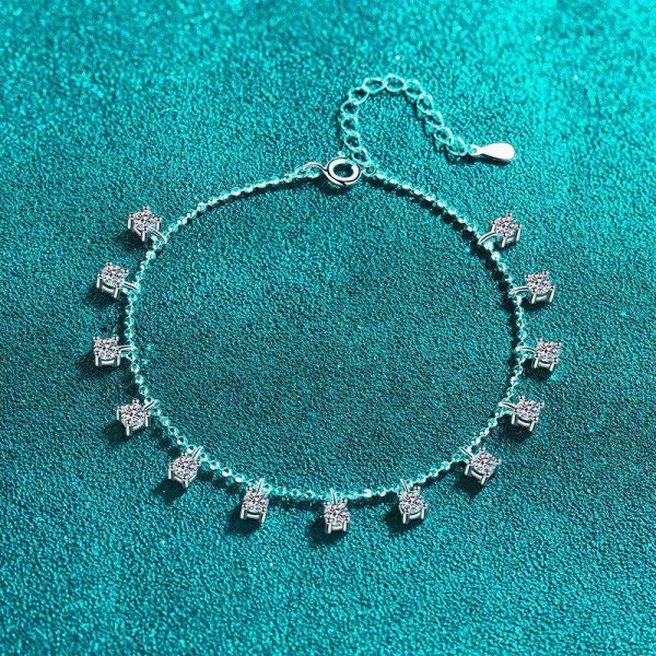 AZ729-S 3.9ct GBA Certified S925 Pure Silver Plated PT950 Gold Moissanite Bracelet Tassel Four Claw Minimalist Luxury Elegant Jewelry - Image 5