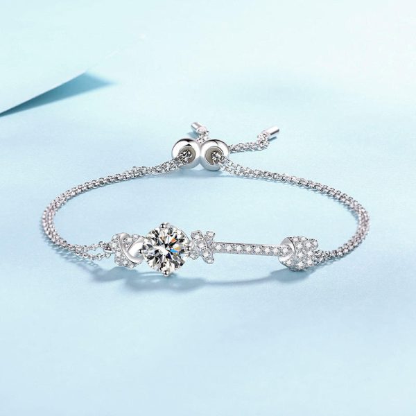 AZ802-S 2Ct Moissanite Dual Chain Toggle Design Bracelet S925 Pure Silver for Women Free Gift Box Exquisite Outfit Shines Brightly - Image 5