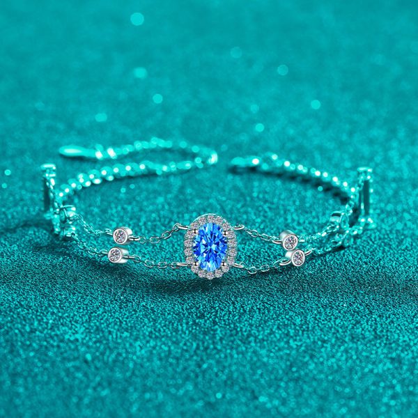 AZ920-S Luxury 1ct Moissanite Bracelet 18k White Gold & Platinum PT950 Shimmering Stylish Women's Wedding Fine Jewelry Sparkling Gift - Image 5