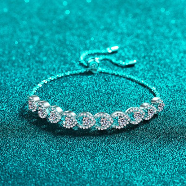 AZ921-S Brilliant 1ct Moissanite Personalized Bracelet for Women, Classic PT950 Platinum Stretch Adjustable Luxury Designer Fine Jewelry - Image 5
