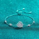 AZ922-S Luxury 1 Carat Blue Heart-shaped Moissanite Bracelet, Platinum PT950 Graceful Love Bangle Women's Accessory Wedding Jewelry Gift - Image 5
