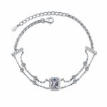 AZ983-S High Quality 1ct Emerald Cut Moissanite Diamond Jewelry 925 Sterling Silver Women Adjustable Bracelet For Party Daily Wear