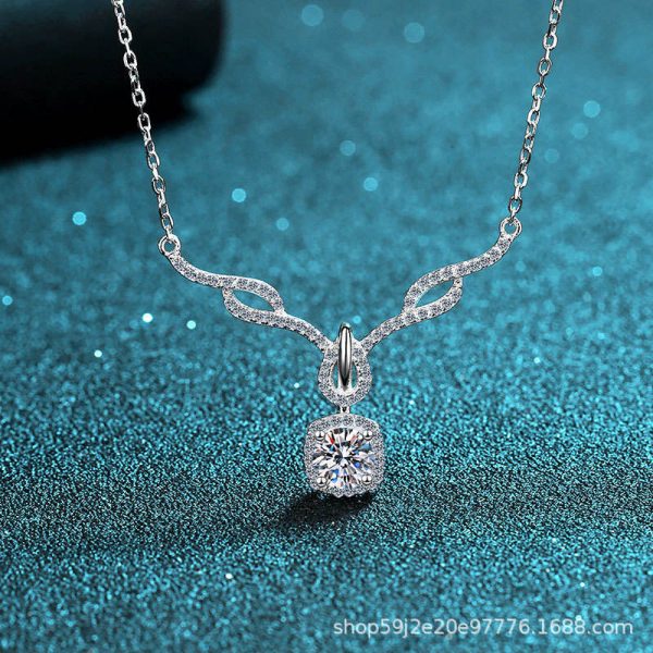 AZ036-X Butterflykiss 0.8 Carat Moissanite Necklace For Women Sparkling Diamond Pendant Solid Silver 925 Jewellery Luxury Party Jewelry - Image 5