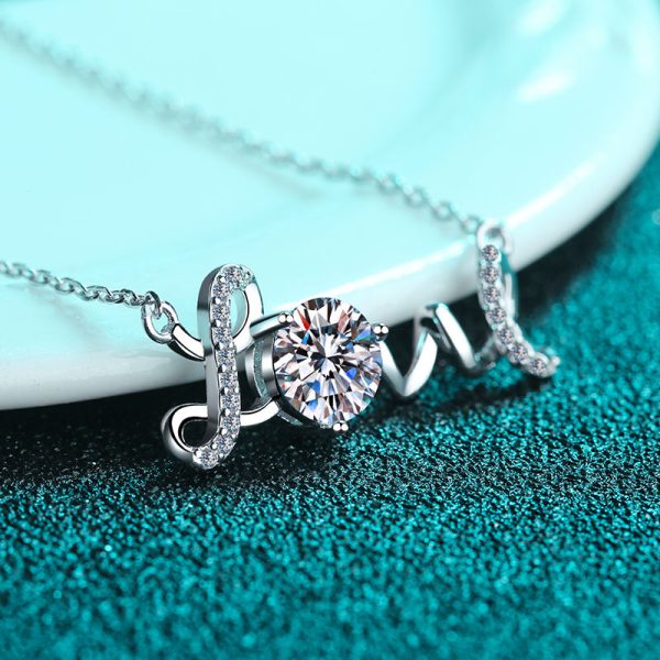 AZ174-X Platinum PT950 18K White Gold 1ct Moissanite Necklace Pendant Love for Women Timeless Wedding Jewelry - Image 4