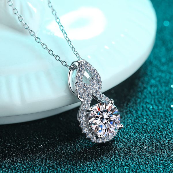 AZ186-X Platinum PT950 18K White Gold 1ct Moissanite Necklaces Pendant for Women Luxury Gift Packaging Jewelry - Image 4