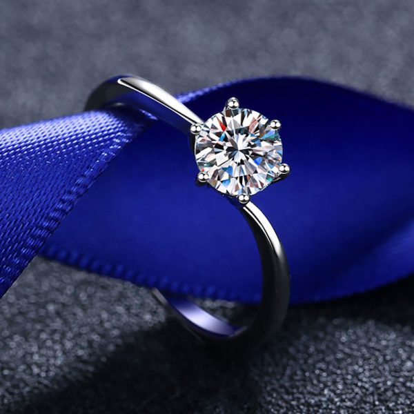 AZ020-J 925 Silver 0.8 Carat Moissanite Ring Fashion Sparkling Gorgeous Jewelry Gift Suitable for Wedding Party Mother's Day - Image 3