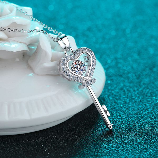 AZ220-X Moissanite Necklace Love Heart Key Pendant 0.5ct Sterling Silver D VVS1 Lab Diamond with GRA Certificate Necklace for Women - Image 5