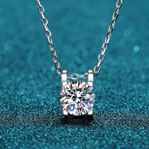 AZ040-X Luxury 0.8CT D Color Shiny Moissanite Diamond Pendant Chain for Women Party PT950 Platinum Necklace Engagement girl Fine Jewelry - Image 5