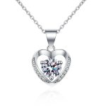 AZ385-X Certified GRA Moissanite Heart Necklace 1.0ct Women Gemstone S925 Silver Pendant Wedding Valentine's Day Gift Wholesale
