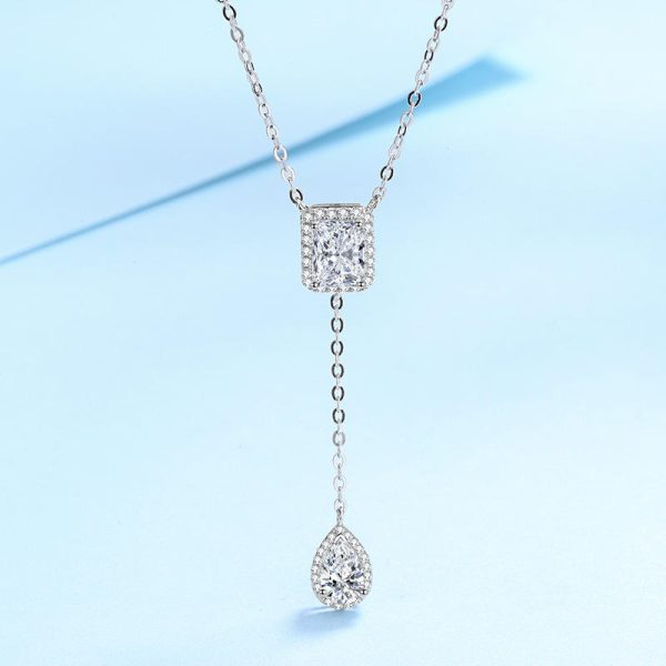 AZ389-X New 925 Sterling Silver Women Simulated Diamond Necklace Moissanite Pendant Necklace Wholesale Fine Jewelry Ins Style - Image 5