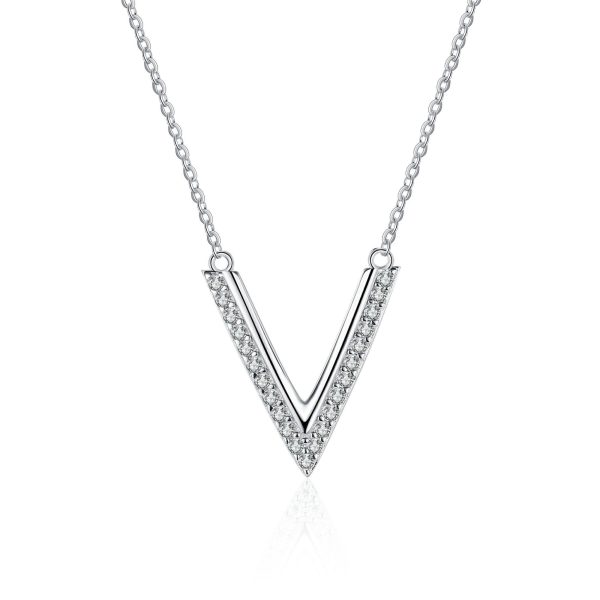 AZ424-X MoisaLuxe Official Store GRA Moissanite Plata Sterling 925 Silver Pendant V-shaped Micro-inlaid Necklace Clavicle Chain Items