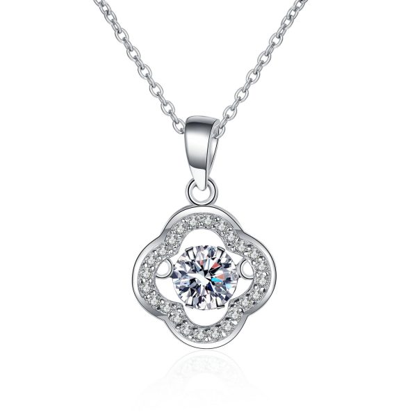 AZ435-X 0.3CT Artisan Floral Hollow Pendant S925 Silver Moissanite Chain Necklace Minimalist Style GBA Certified Free Gift Box