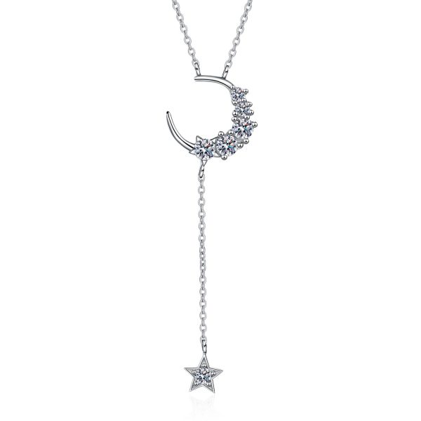 AZ436-X Platinum PT950 18K White Gold 0.4ct Moissanite Necklace Pendants for Women Jewelry Lightweight Comfort Fit
