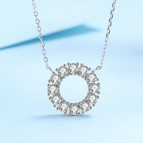 AZ437-X  full moissanite round pendant necklace original 925 sterling sliver chain plated 18K white gold fine necklace for women - Image 5