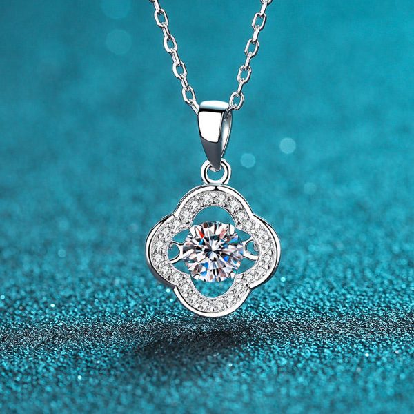 AZ435-X 0.3CT Artisan Floral Hollow Pendant S925 Silver Moissanite Chain Necklace Minimalist Style GBA Certified Free Gift Box - Image 5