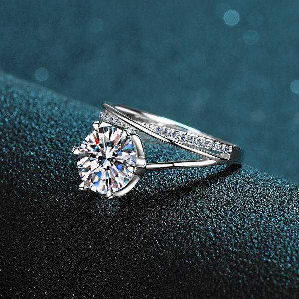 AZ109-J  Original 3CT Shiny Moissanite Diamond Round Rings for Women Real 925 Sterling Silver Wedding Luxury Elegant Fine Jewelry - Image 4