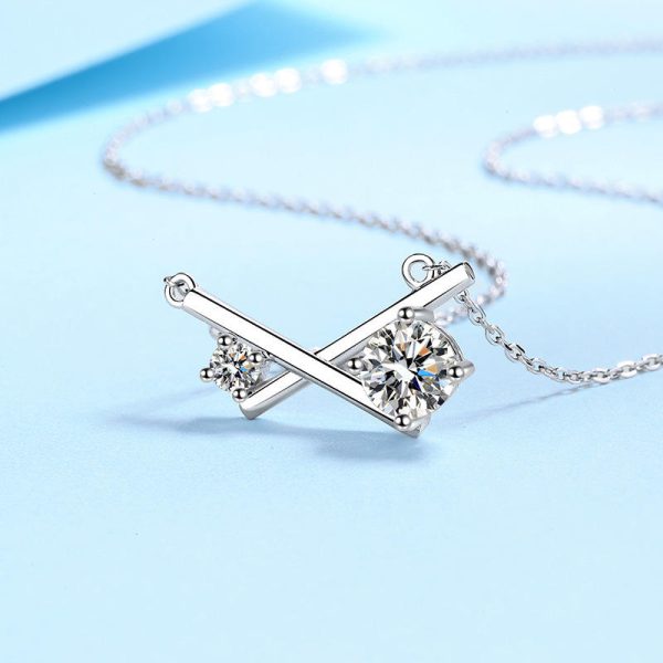 AZ466-X Fashion Luxury Trendy Classic Fresh Moissanite Simple Cross Necklace For Women Girl 925 Silver Party Charm Jewelry - Image 4