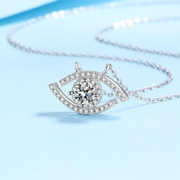 AZ469-X MoisaLuxe Official Store GRA Moissanite Sterling 925 Silver Pendant Necklace Clavicle Chain Evil's Eye Demon Jewelry Gift - Image 4