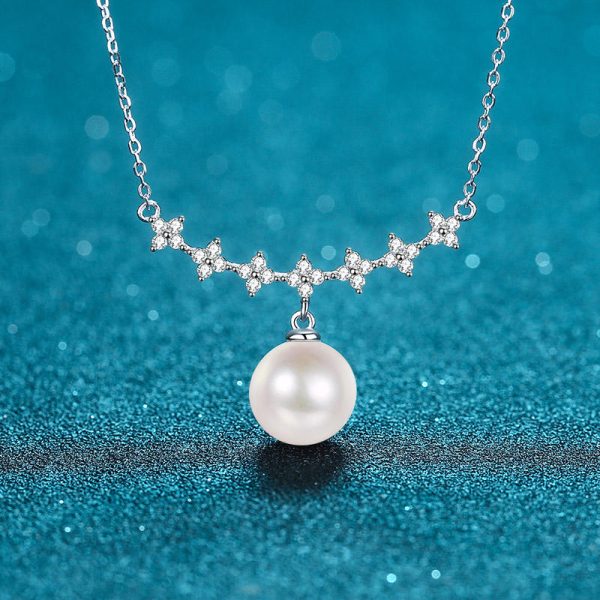 AZ474-X S925 Pure Silver Pearl Necklace Pendant Collarbone Chain Accessory - Image 5
