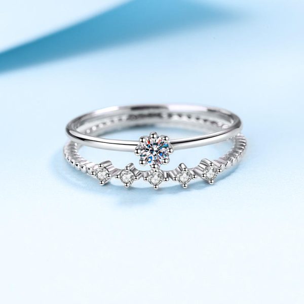 AZ134-J Classic Platinum Jewelry PT950 Female Rings Six Pronged 0.1carat VVS1 D Color Moissanite Diamond Best Wedding Ring for Women - Image 4