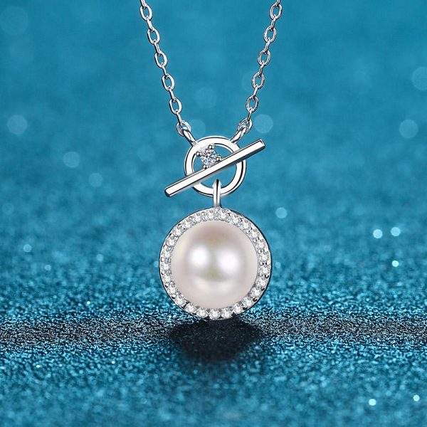 AZ502-X S925 Sterling Silver Chain 9mm Flawless Pearl Moissanite Necklace for Women - Image 5
