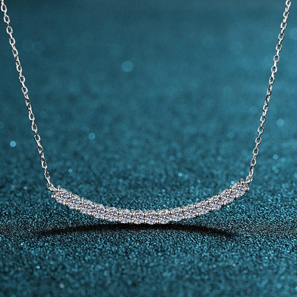 AZ055-X Flawless 18K White Gold Chain Wedding Fine Jewelry Certified Moissanite Diamond Simple Smile Necklace for Women Birthday Gift - Image 5