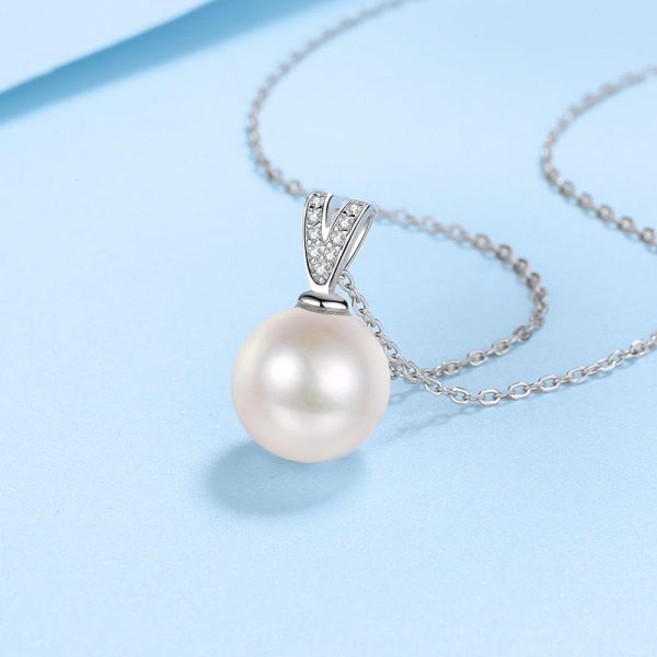 AZ518-X S925 Sterling Silver Collarbone Chain for Women 10mm Flawless Freshwater Pearl Moissanite Necklace for Women - Image 4