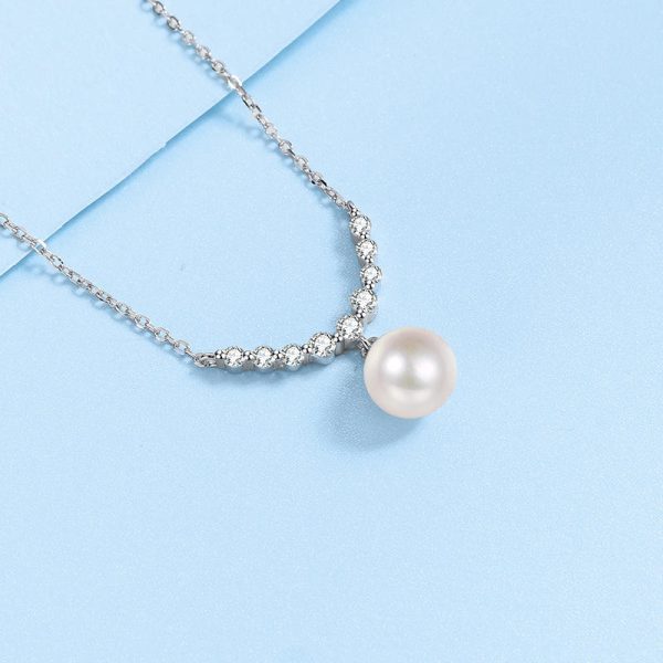 AZ519-X The same 925 sterling silver women diamond pearl necklace moissanite engagement simple necklace manufacturers customized - Image 4