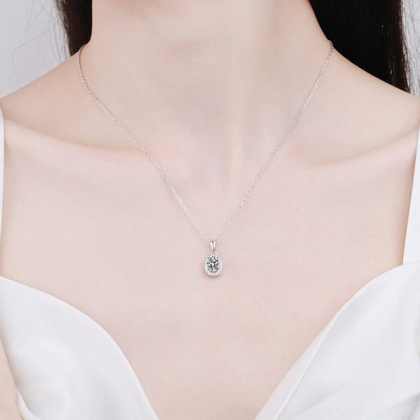 az653-x 18K White Gold Platinum PT950 1ct Moissanite Pendant for Women Fine Jewelry Art Deco Design - Image 5