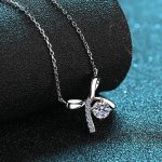 AZ057-X Store Moissanite Plata Sterling 925 Silver Four-clawed Bow Moissanite Pendant Necklace For Women Jewelry Gift - Image 4