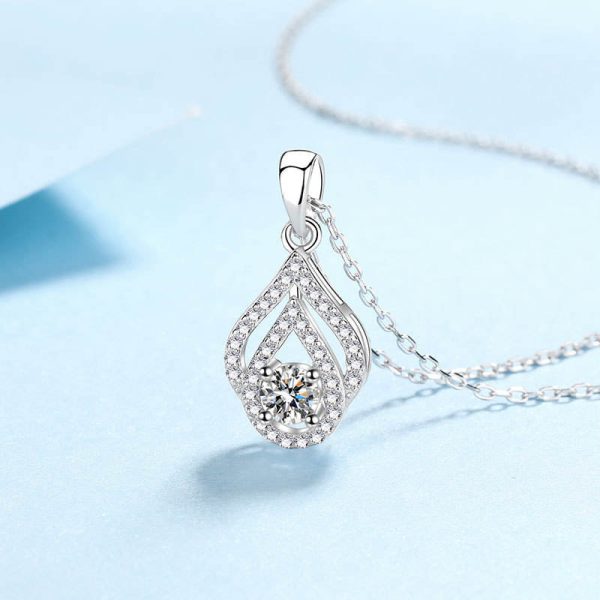 AZ716-X Fashion Trendy Luxury Classic Moissanite Hollow Waterdrop Necklaces For Women 925 Silver Party Charms Jewelry Gift - Image 4