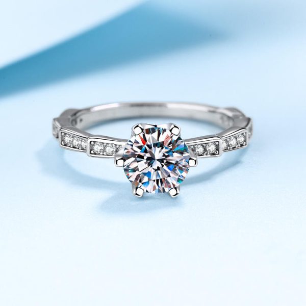 AZ156-J Fine Jewelry PT950 Platinum Rings for Women Engagement Moissanite Diamond 0.5/1/2Carat Girlfriend Birthday Gift Wedding Band - Image 4